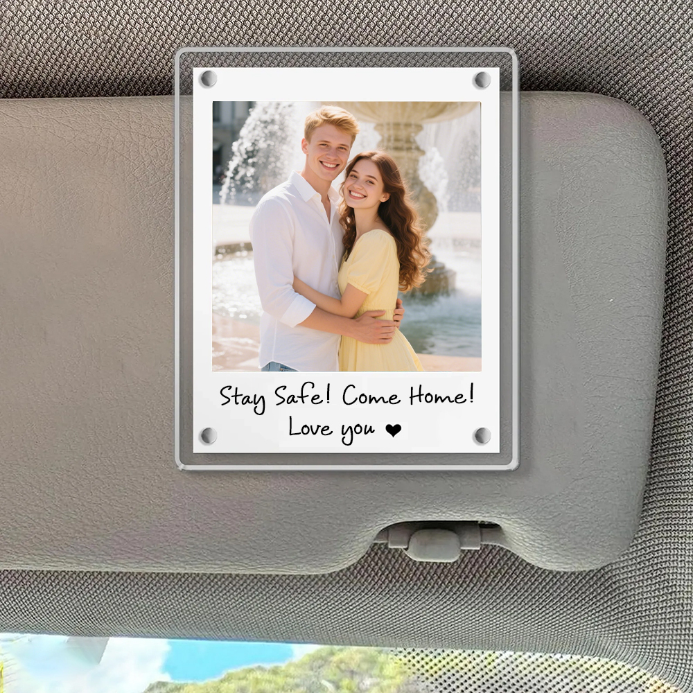 Custom Photo Car Visor Clip, Anniversary Day Gift For Couple, Drive Safe, Gift Drive Safe Sun Visor Clip, Car Accessories