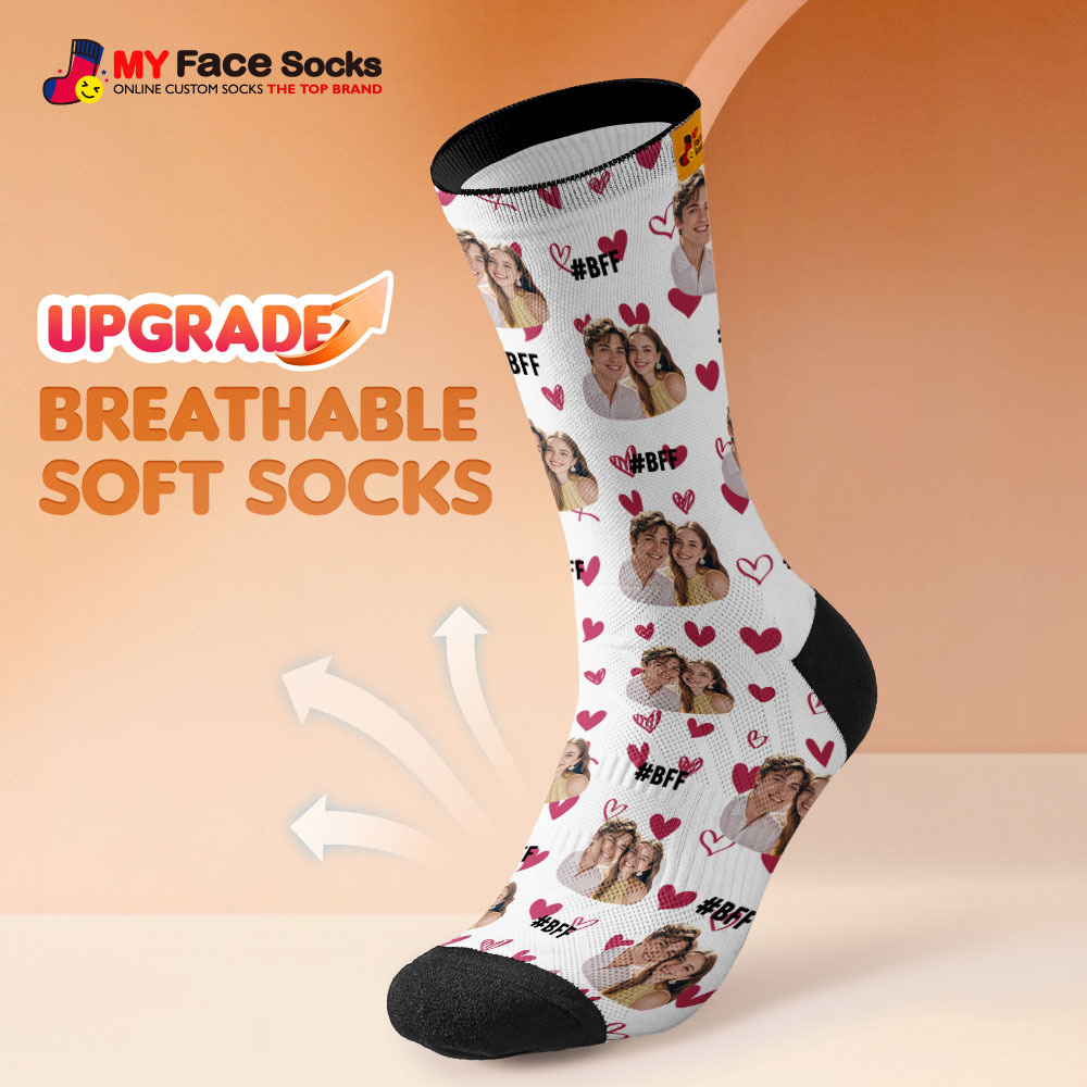 Custom Face Socks #BFF Add Multiple Photos Gift for Besties Personalized Face Socks - MyFaceSocksAU