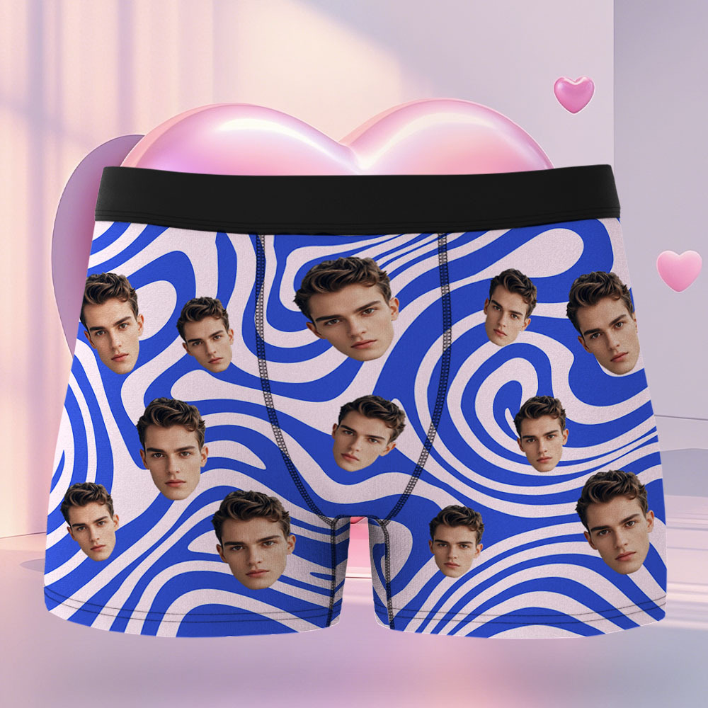 Custom Face Men's Boxer Underwear Gifts for Husband Multicolor Striped Men Face Boxer - MyFaceSocksAU