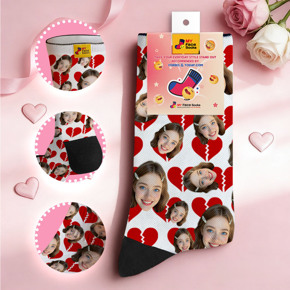 Personalized Red Lips Face Socks Valentine Themed Socks Custom Face Socks Couple Gift - MyFaceSocksAU