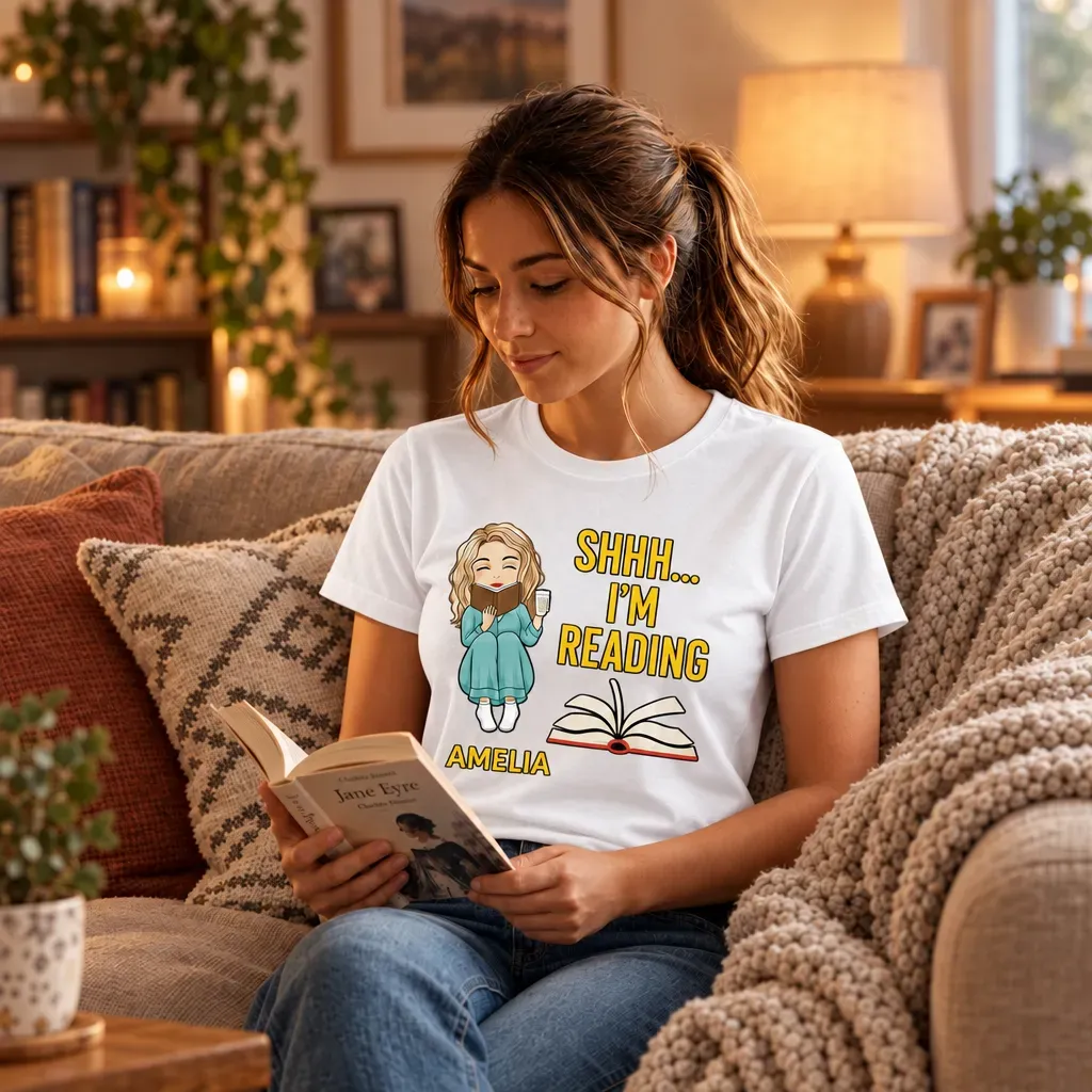 Custom Book Lover T-Shirt – Personalized Reading Zone Tee, Gifts for Bookworms, Readers & Book Lovers - MyFaceSocksAU