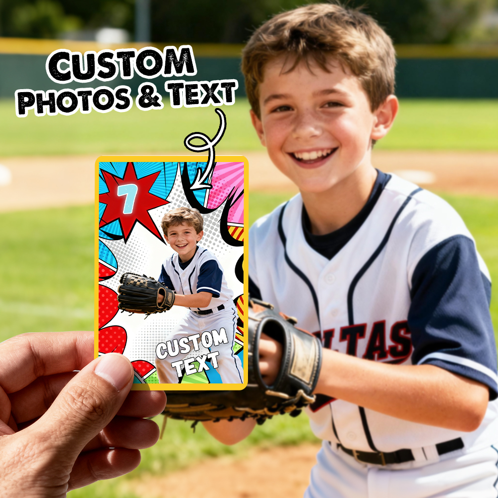 Custom Athlete Trading Card  Kids Sport Photo Card with Personalized Details Perfect Gift for Players & Teams - MyFaceSocksAU