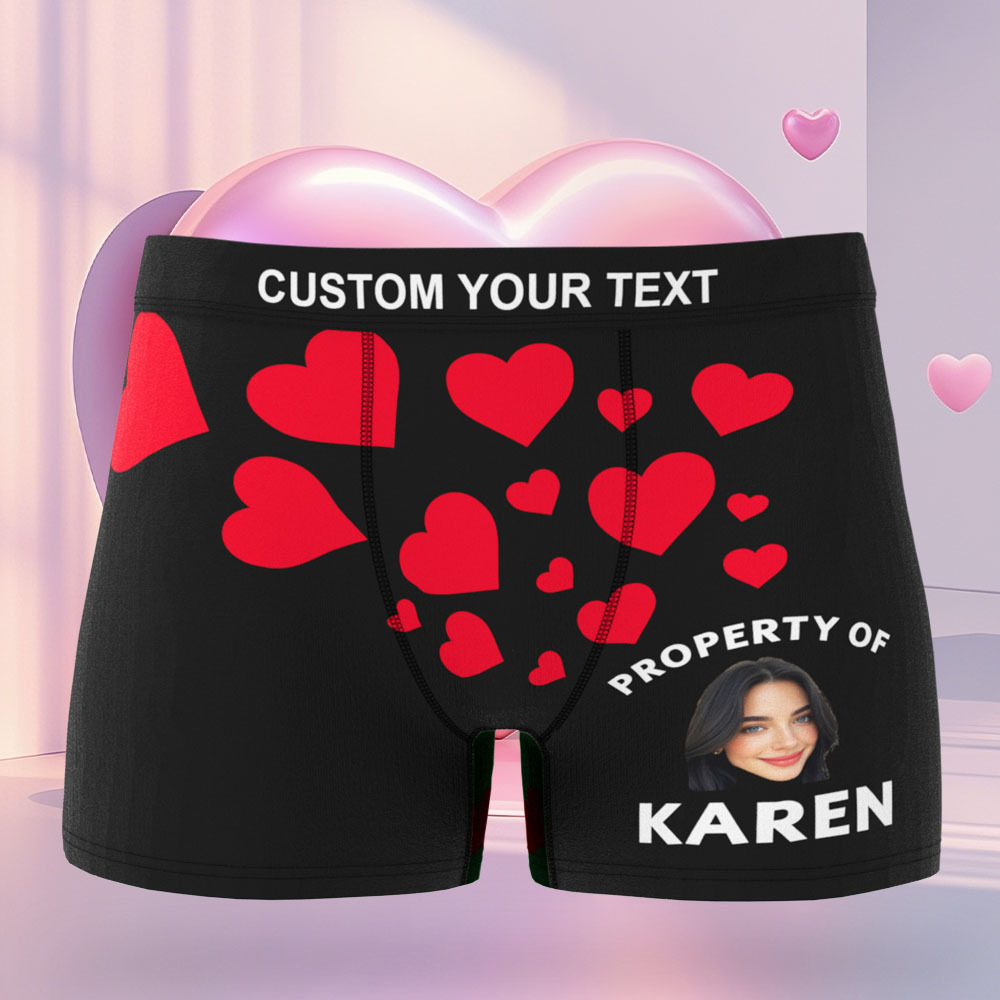 Custom Face Men's Boxer Love And Lips Underwear Gifts for Husband Boxer Gift Idea - MyFaceSocksAU