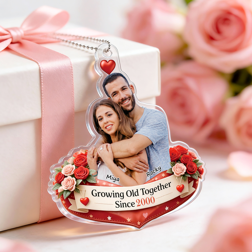 Personalized Acrylic Car Hanger Valentine Gifts for Cute Moment Custom Photo Gift for Boyfriend & Girlfriend Family Lovers - MyFaceSocksAU