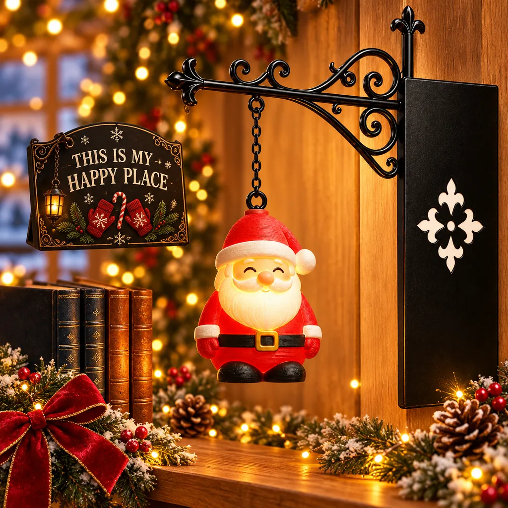 Christmas Bookshelf Light - Santa Reading Ornament for Library, Home Decor Gift for Book Lovers