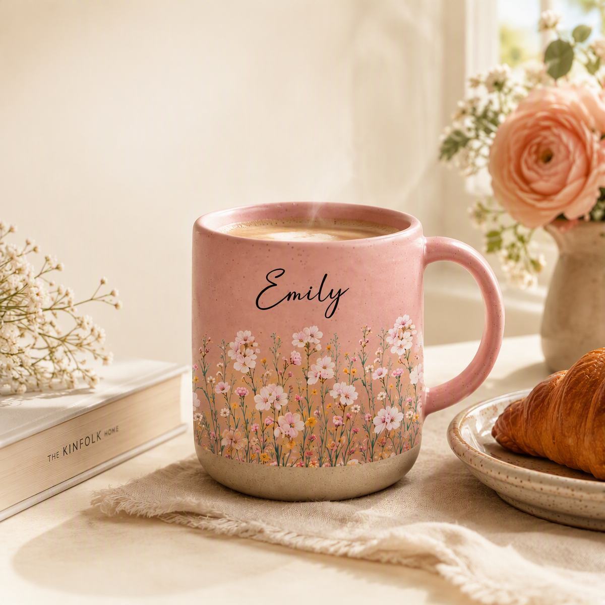 Birth Month Flower Personalized Mug – Custom Ceramic Coffee Cup, Monthly Birth Flower Gift for Her, Mom, Wife & Friends - MyFaceSocksAU