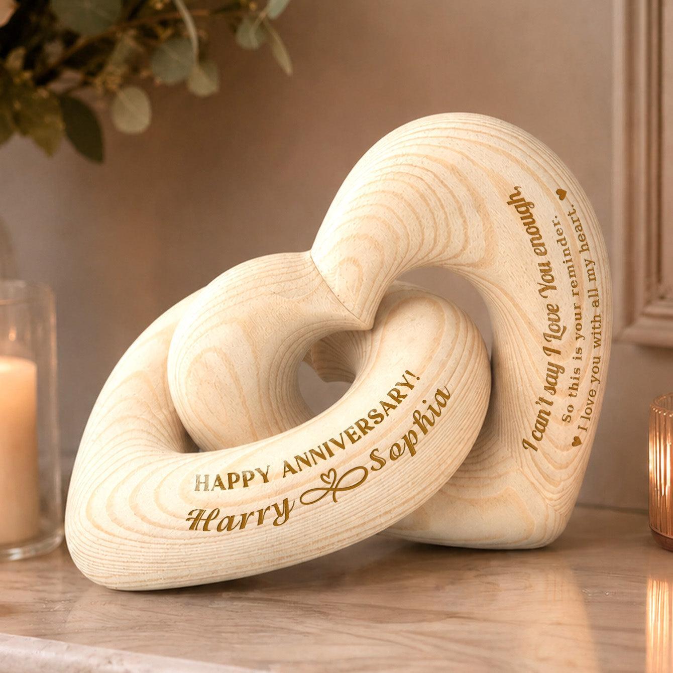 I Can't Say I Love You Enough - Personalized Wooden Heart Sculpture - Romantic Gift For Couple, Husband, Wife, Boyfriend, Girlfriend - MyFaceSocksAU