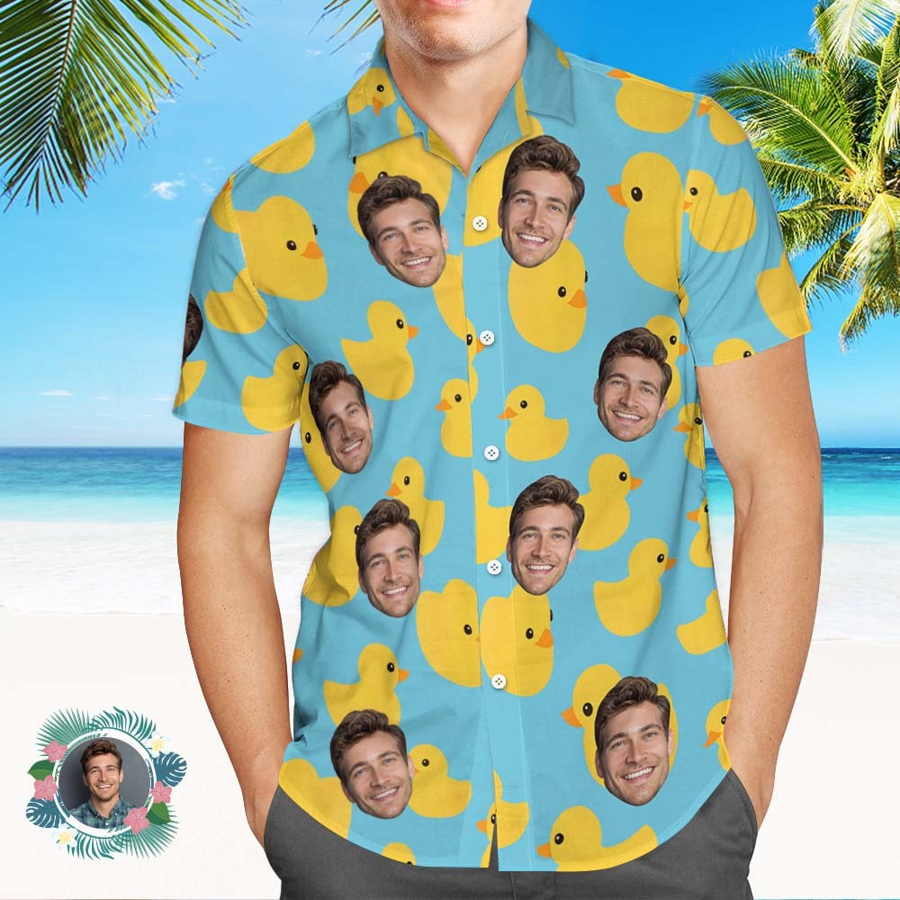 Custom Hawaiian Shirts Personalized Tropical Blue Cute Little Dinosaur Hawaiian Shirts Beach Vacation Gifts - MyFaceSocksAU