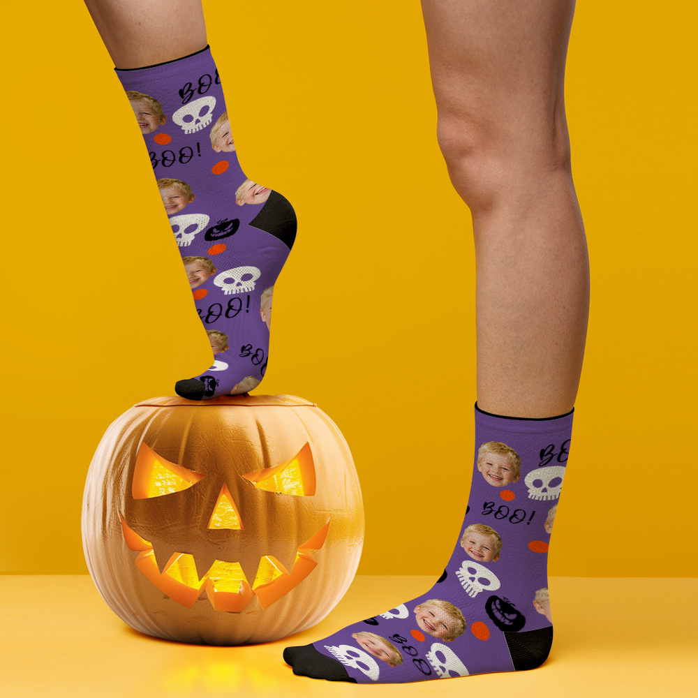 Custom Spooky Socks Personalized Halloween Face Socks for Friends & Family - MyFaceSocksAU