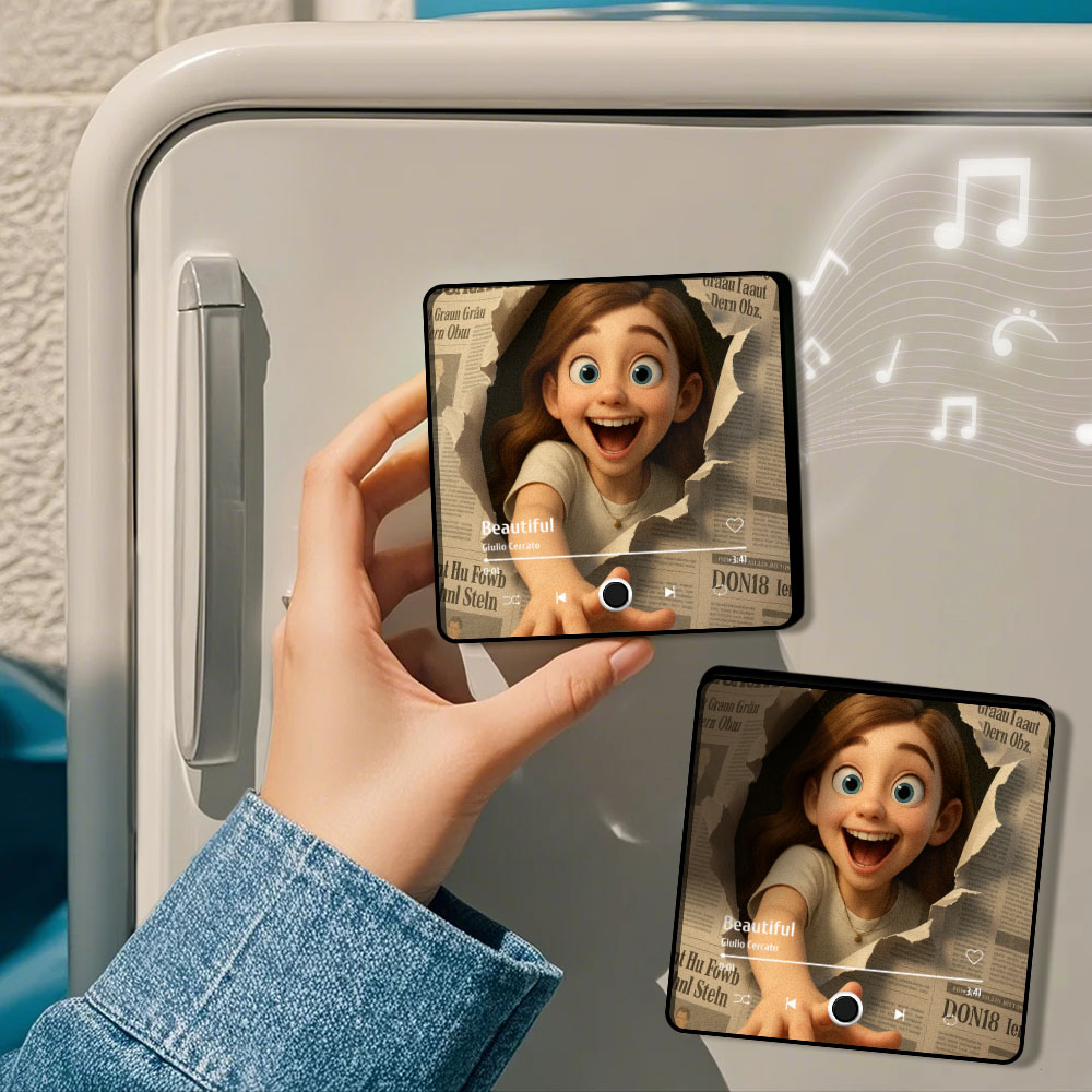 Custom Cartoon Photo Style Fridge Magnet Music Can Be Played Without Cell Phone Music Cartoon Poster Fridge Magnet