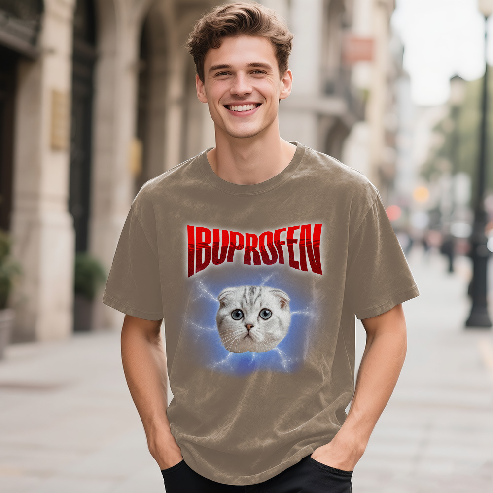 Custom Face Funny Cat Meme T-Shirt Vintage Graphic Tee with Your Photo and Text Retro 90s Style Cat Lover Shirt Unisex Pet - MyFaceSocksAU