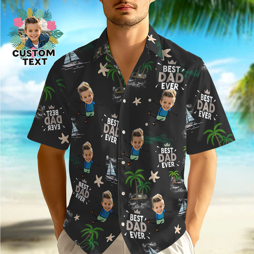 Personalized Face Hawaiian Shirt Best Dad Ever Hawaiian Shirt Men Face Hawaiian Shirt Father's Day Gift - MyFaceSocksAU