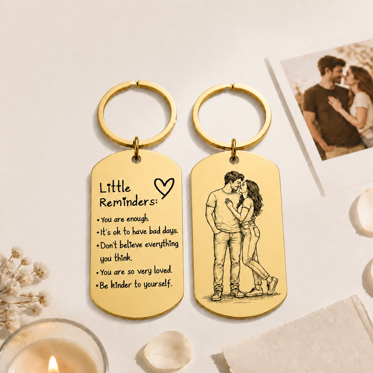 Inspirational Little Reminders Keychain Standard Inspirational Little Reminders Keychain Stainless Steel Dog Tag Gifts for Friends - MyFaceSocksAU