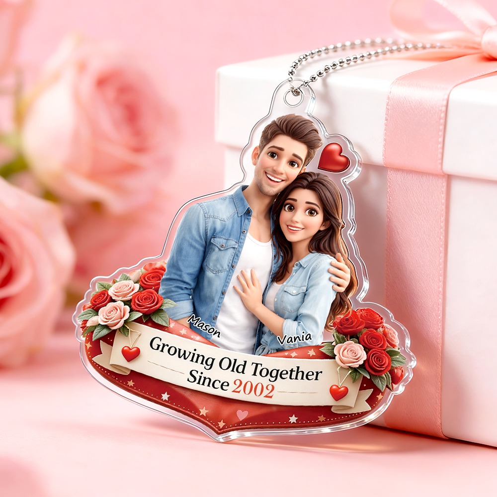 Personalized Acrylic Car Hanger Valentine Gifts for Cute Moment Custom Photo Gift for Boyfriend & Girlfriend Family Lovers - MyFaceSocksAU