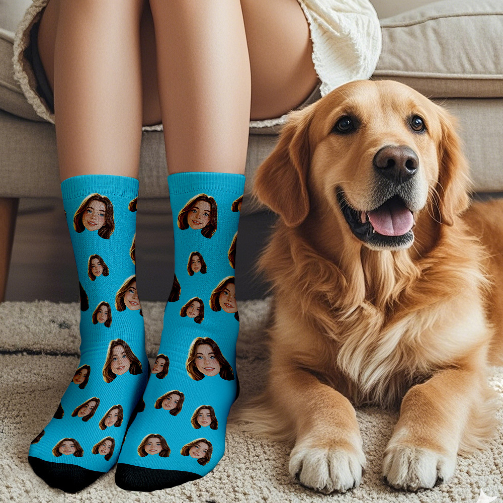 Custom Cartoon Face Socks Photos Gift for Couple Personalized Face Socks Cute Cartoon Gift - MyFaceSocksAU