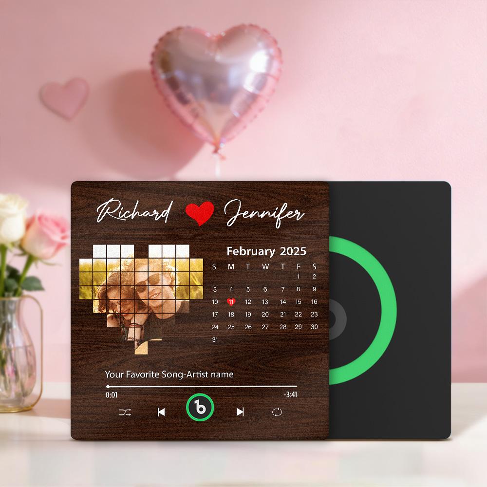 Custom Brown Calendar Fridge Magnet Music Can Be Played Without Cell Phone Music Personalized Name and Photo Bluetooth Fridge Magnet