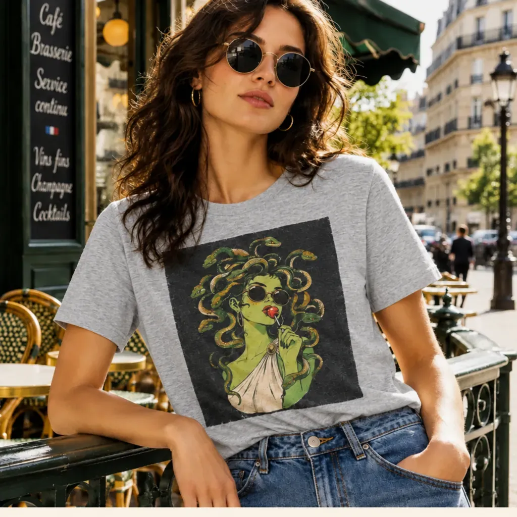 Gothic Snake Woman Graphic Tee – Halloween Gift for Women, Dark Punk Style T-Shirt - MyFaceSocksAU