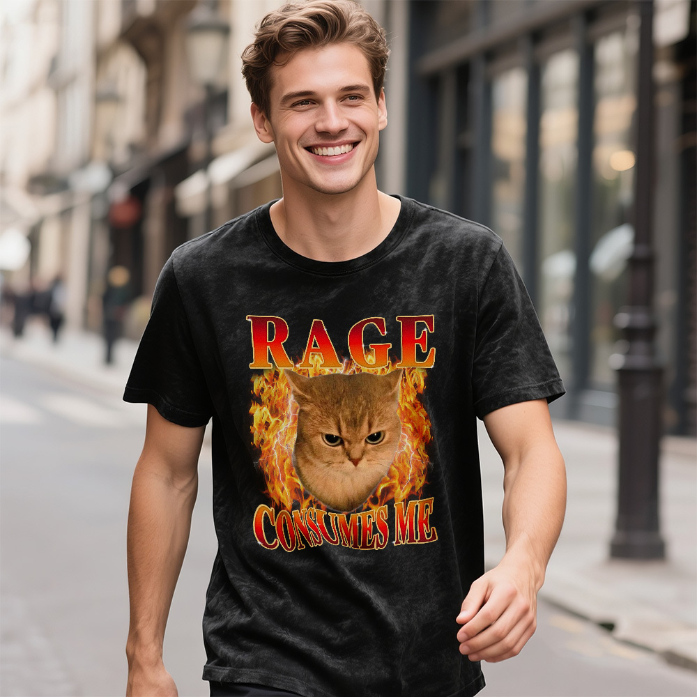 Custom Face Funny Cat Meme T-Shirt Vintage Graphic Tee with Your Photo and Text Retro 90s Style Cat Lover Shirt Unisex Pet - MyFaceSocksAU