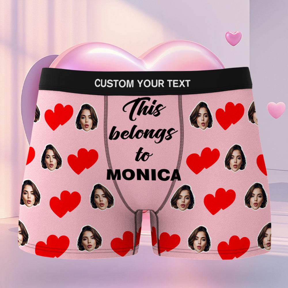 Custom Men's Face Boxer This Belong to Name Face Boxer Briefs Personalized Face Boxer Briefs Valentine's Day Underwear Gift - MyFaceSocksAU