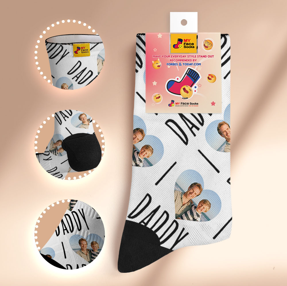 Custom Face Socks Hot Dog Face Socks Photo Print Socks Colorful Dad Socks Pet Lover Gift - MyFaceSocksAU