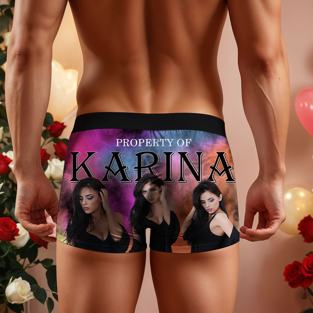 Custom Mens Vintage Photo Boxer Personalized Belt Color Face Boxers Valentines Day Underwear - MyFaceSocksAU