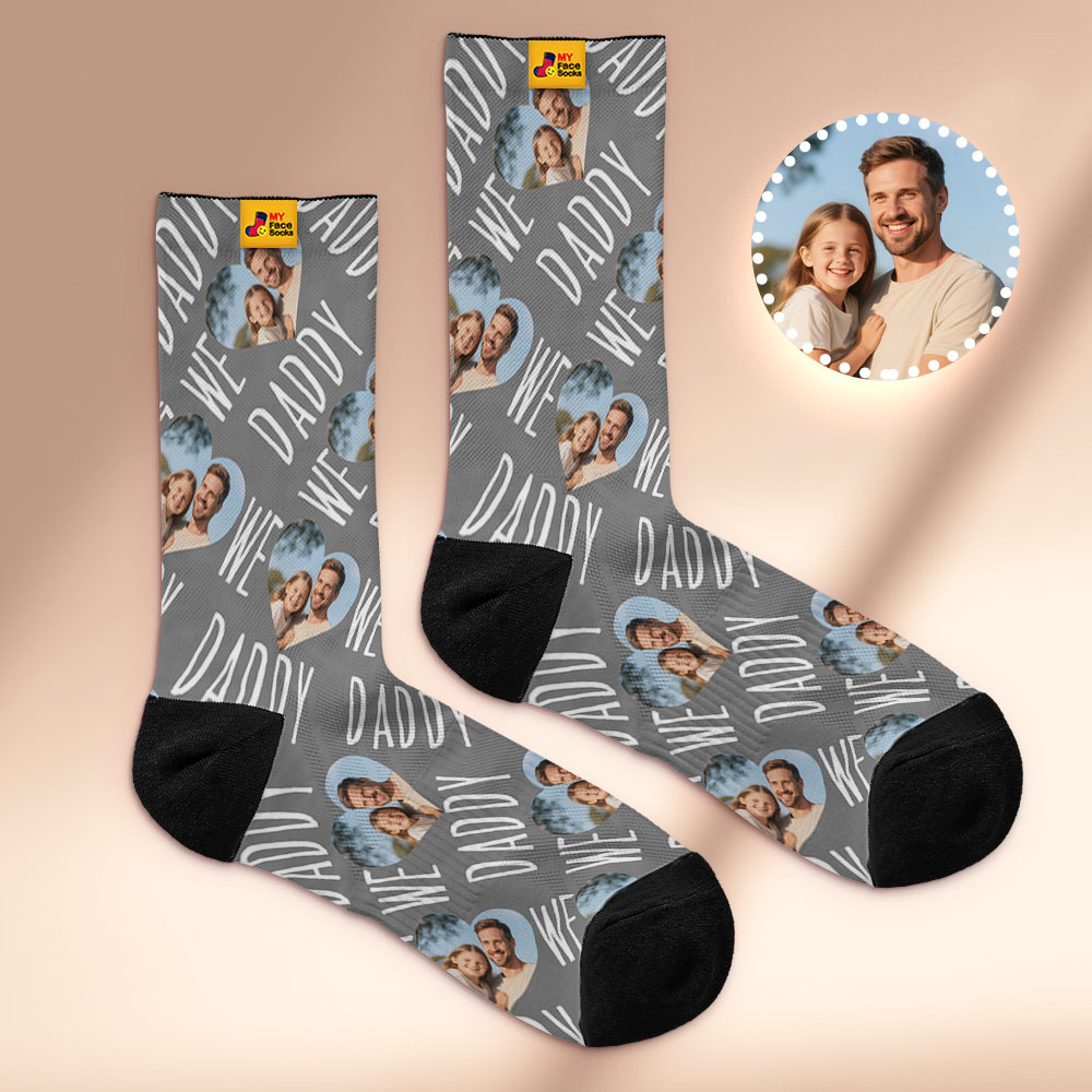 Custom Face Socks I Love Daddy Face Socks Photo Print Socks Colorful Dad Socks Personalized Fathers Day Gift - MyFaceSocksAU