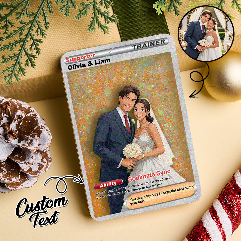 Custom Anime Couple Floating Sand Card Acrylic Card Gift Couple Family Anniversary Christmas Gift - MyFaceSocksAU