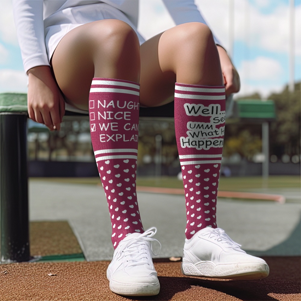 Custom Face Compression Socks Personalized Knee High Socks We Can Explain Gift For Couple Lover Valentine's Day Gift - MyFaceSocksAU