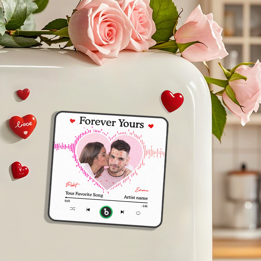 Custom We Are Together Even When We're Apart Fridge Magnet Music Can Be Played Without Cell Phone Music Personalized Name and Photo Bluetooth Fridge Magnet - MyFaceSocksAU