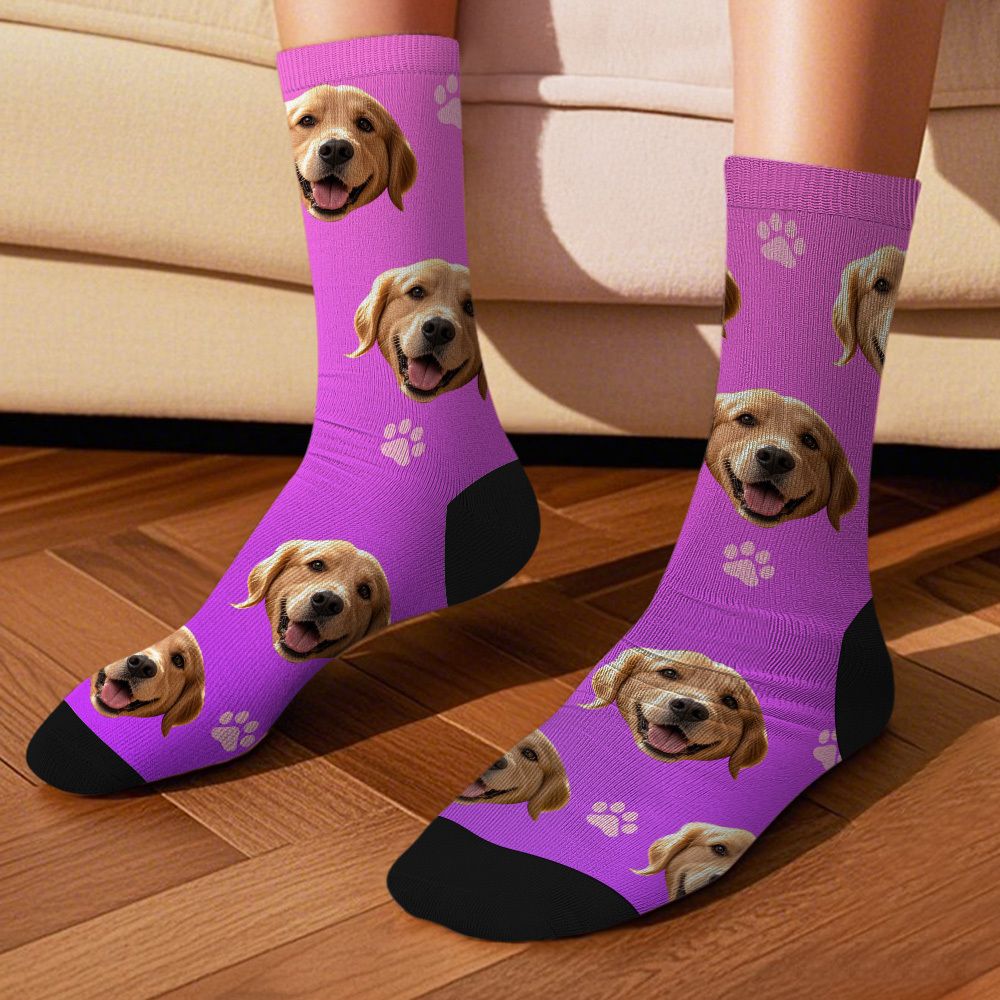 Custom Face Socks with Photos Custom Dog Paw Socks for Pet Lover Funny Gift Idea - MyFaceSocksAU