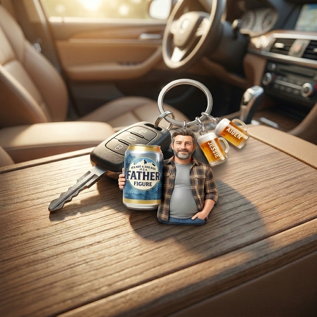 Dad Beer 2D Acrylic Tag Keychain - Custom Photo Gifts For Dads - MyFaceSocksAU