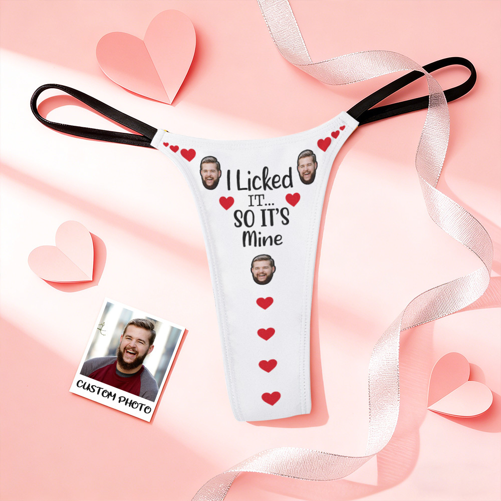 Custom Thongs Photo Panties Funny Underwear Briefs Pink Heart Thong Valentine Gift - MyFaceSocksAU
