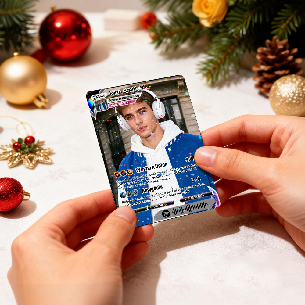 Personalized Photo Trading Card Custom Music Red Audio Track Code Card Valentine Christmas Card Photo Gift With Optional Film Styles Card - MyFaceSocksAU
