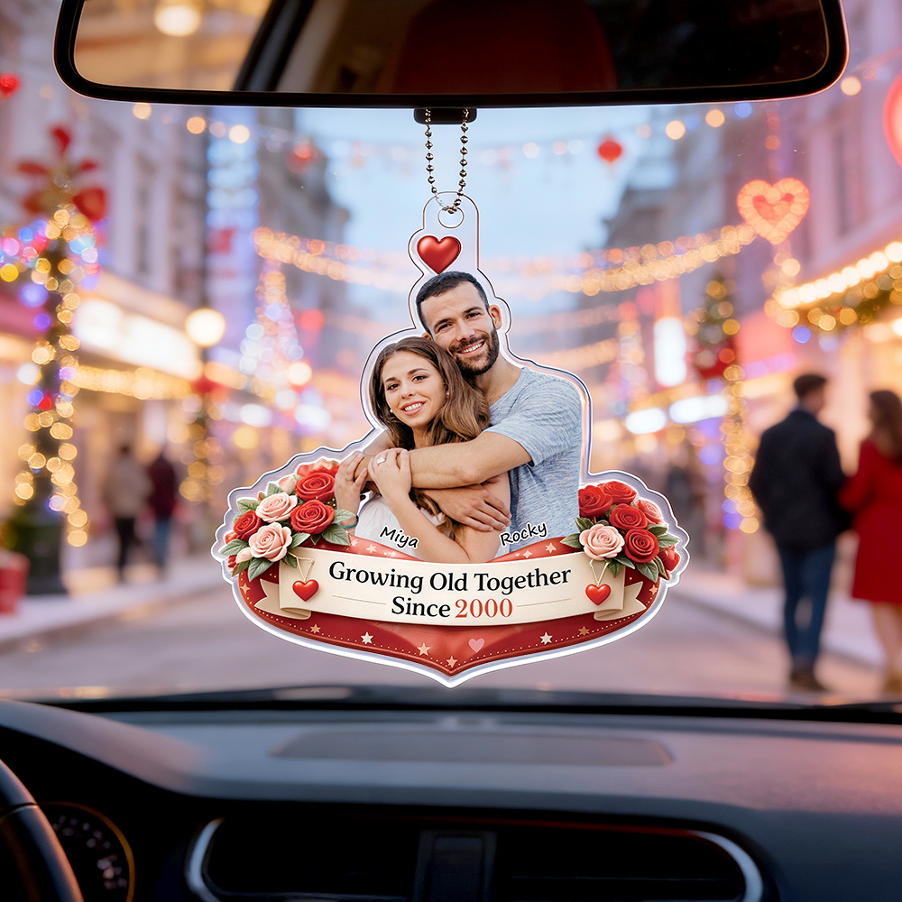Personalized Acrylic Car Hanger Valentine Gifts for Cute Moment Custom Cartoon Photo Gift for Boyfriend & Girlfriend Family Lovers - MyFaceSocksAU