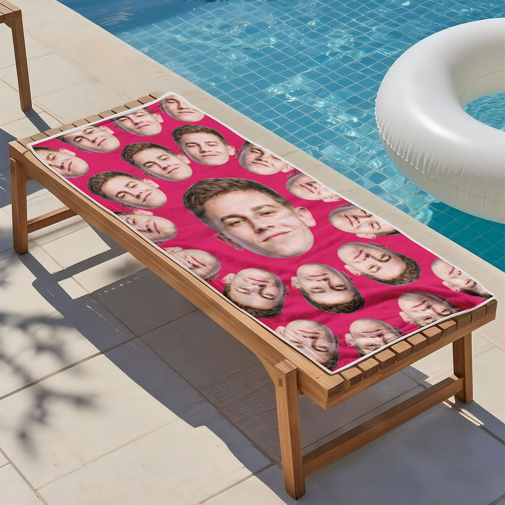 Custom Photo Beach Towel Cartoon Muti-face Colored Beach Towel Summer Funny Gift Idea Yellow Beach Towerl - MyFaceSocksAU