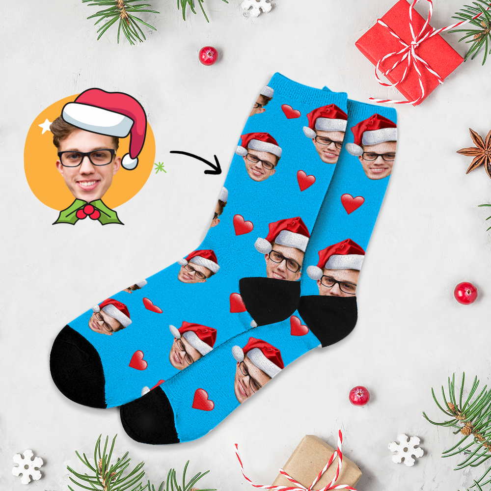 Chrismas Socks Custom Full Face Photo Socks Personalized Funny Custom Design Best Gift Idea for Xmas - MyFaceSocksAU