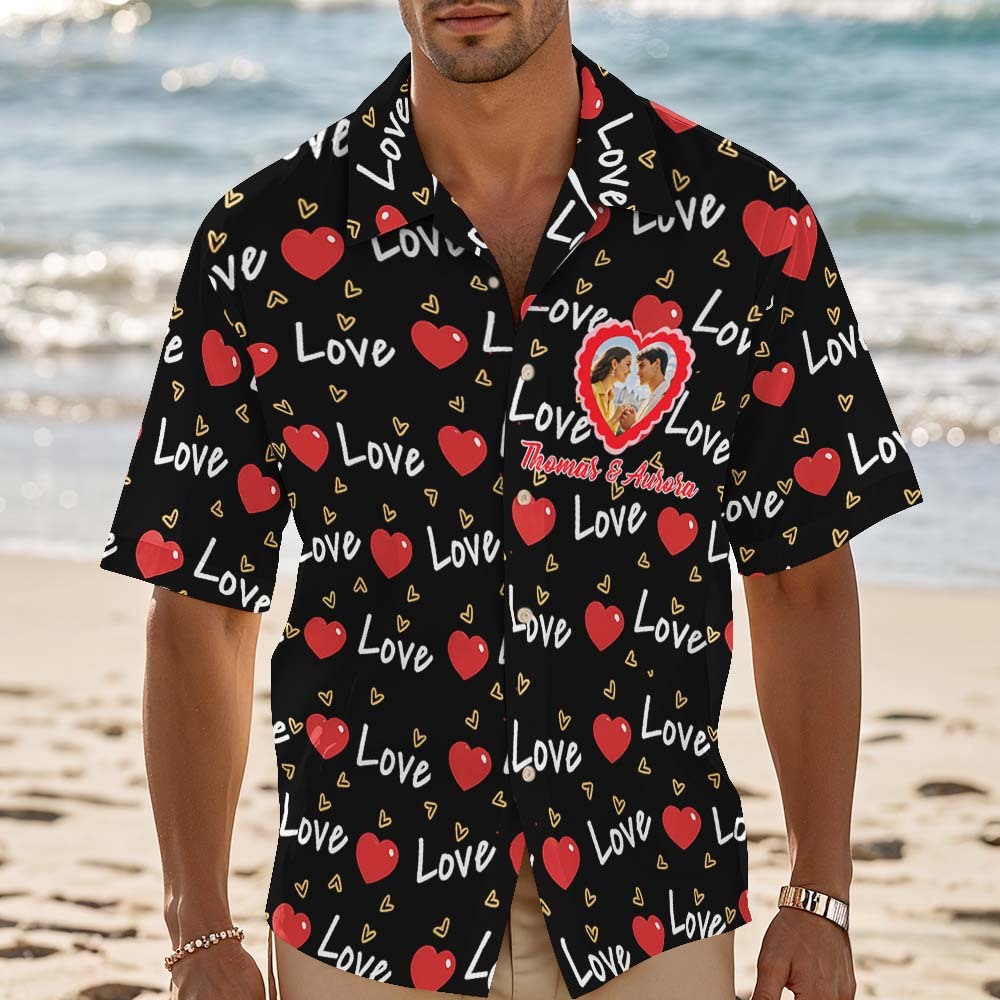 Custom Couple Face Hawaiian Shirt Cute Position Shirt Personalized Couple Hawaiian Shirt With Face Photo Hawaiian Shirt Anniversary Gift Idea - MyFaceSocksAU