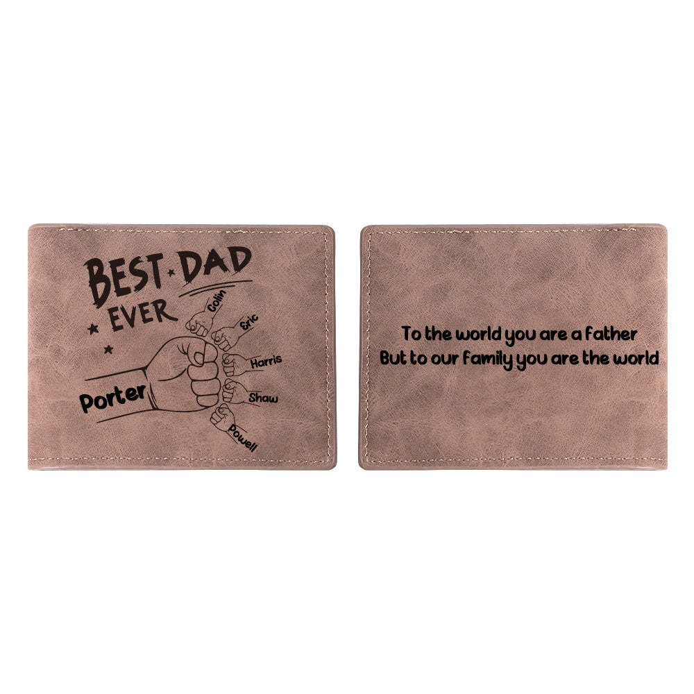 Father's Day Gifts Custom Names Wallet Personalised Fists Bump Men's Bifold Wallet for Him