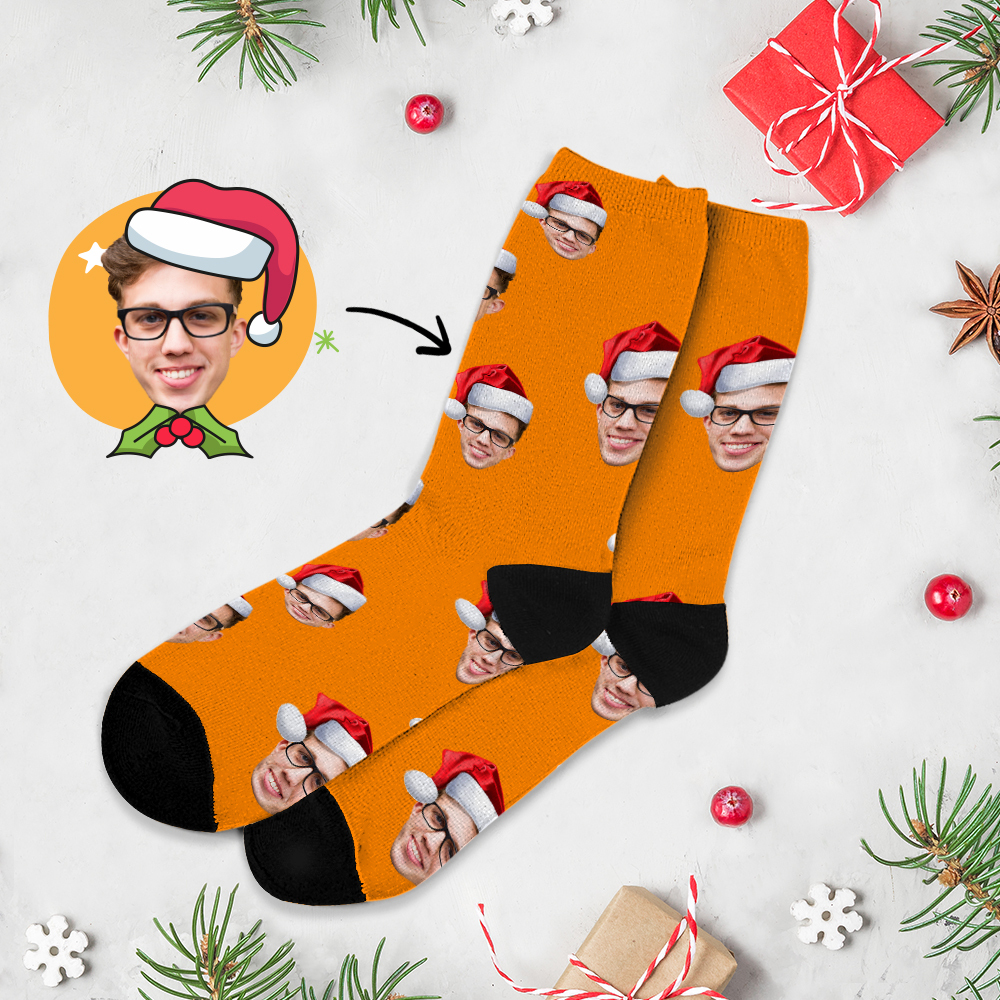 Custom Chrismas Full Face Photo Socks Personalized Funny Custom Design Best Gift Idea for Xmas - MyFaceSocksAU