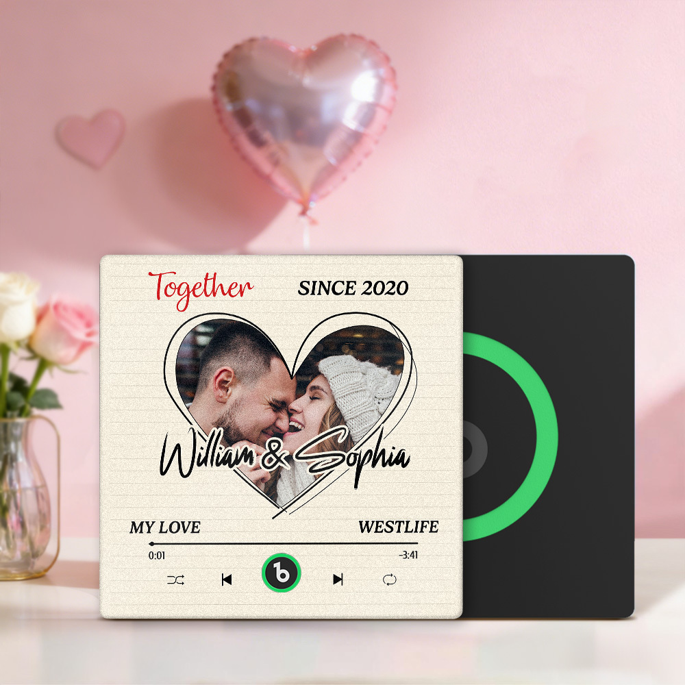 Custom We Are Together Even When We're Apart Fridge Magnet Music Can Be Played Without Cell Phone Music Personalized Name and Photo Bluetooth Fridge Magnet - MyFaceSocksAU