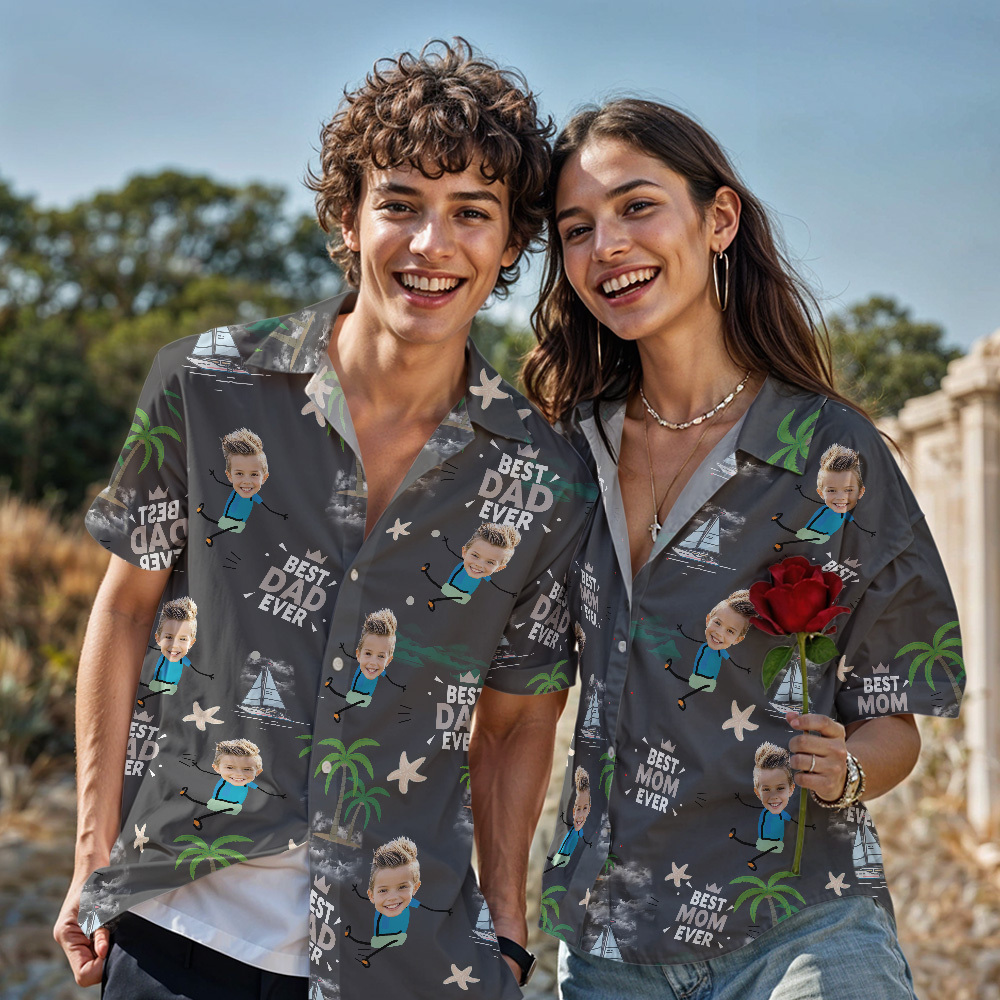 Personalized Face Hawaiian Shirt Best Dad Ever Hawaiian Shirt Men Face Hawaiian Shirt Father's Day Gift - MyFaceSocksAU
