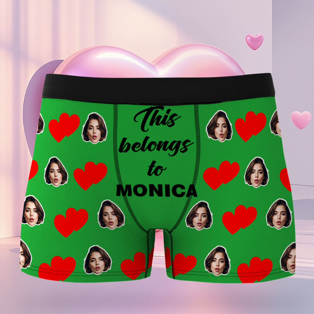 Custom Men's Face Boxer This Belong to Name Face Boxer Briefs Personalized Face Boxer Briefs Valentine's Day Underwear Gift - MyFaceSocksAU