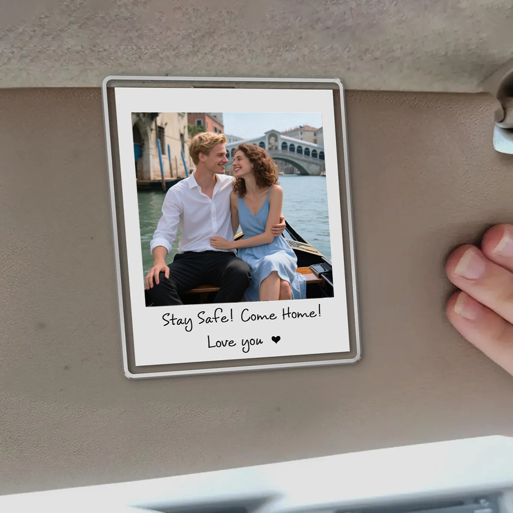 Custom Photo Car Visor Clip, Anniversary Day Gift For Couple, Drive Safe, Gift Drive Safe Sun Visor Clip, Car Accessories