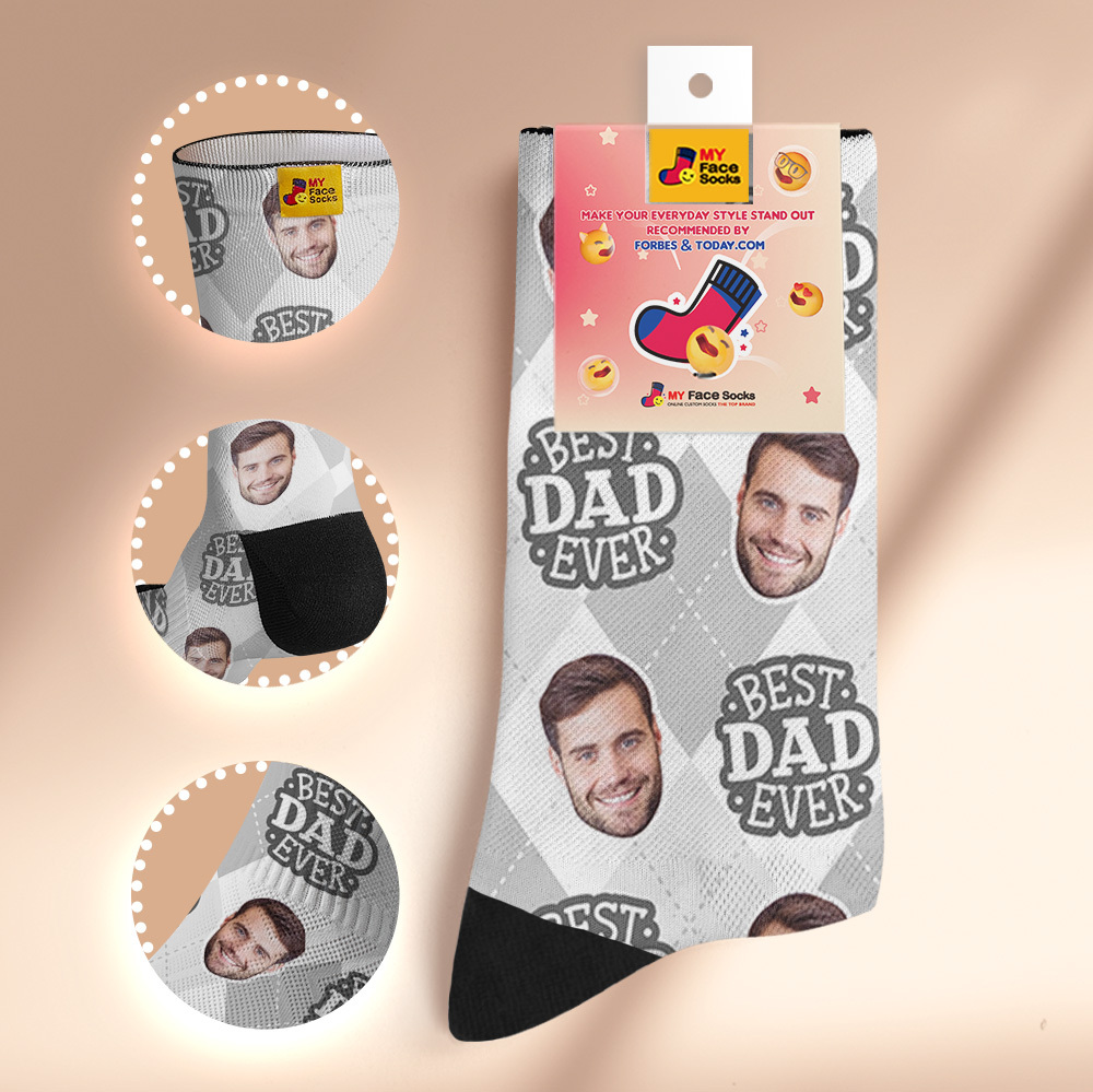 Custom I Love Dad Photo Print Socks Colorful  Dad Socks Personalized Custom Design Best Fathers Day Gift - MyFaceSocksAU
