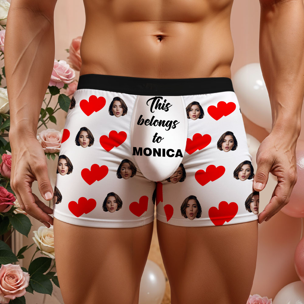 Custom Men's Face Boxer This Belong to Name Face Boxer Briefs Personalized Face Boxer Briefs Valentine's Day Underwear Gift - MyFaceSocksAU