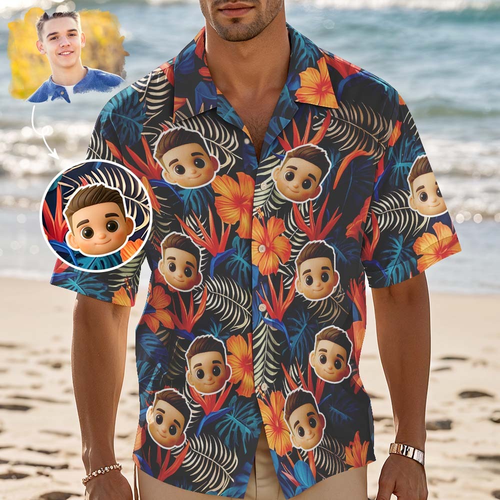 Custom Face Hawaiian Shirt Beer Cartoon Hawaiian Shirt Tropical Style Shirt - MyFaceSocksAU