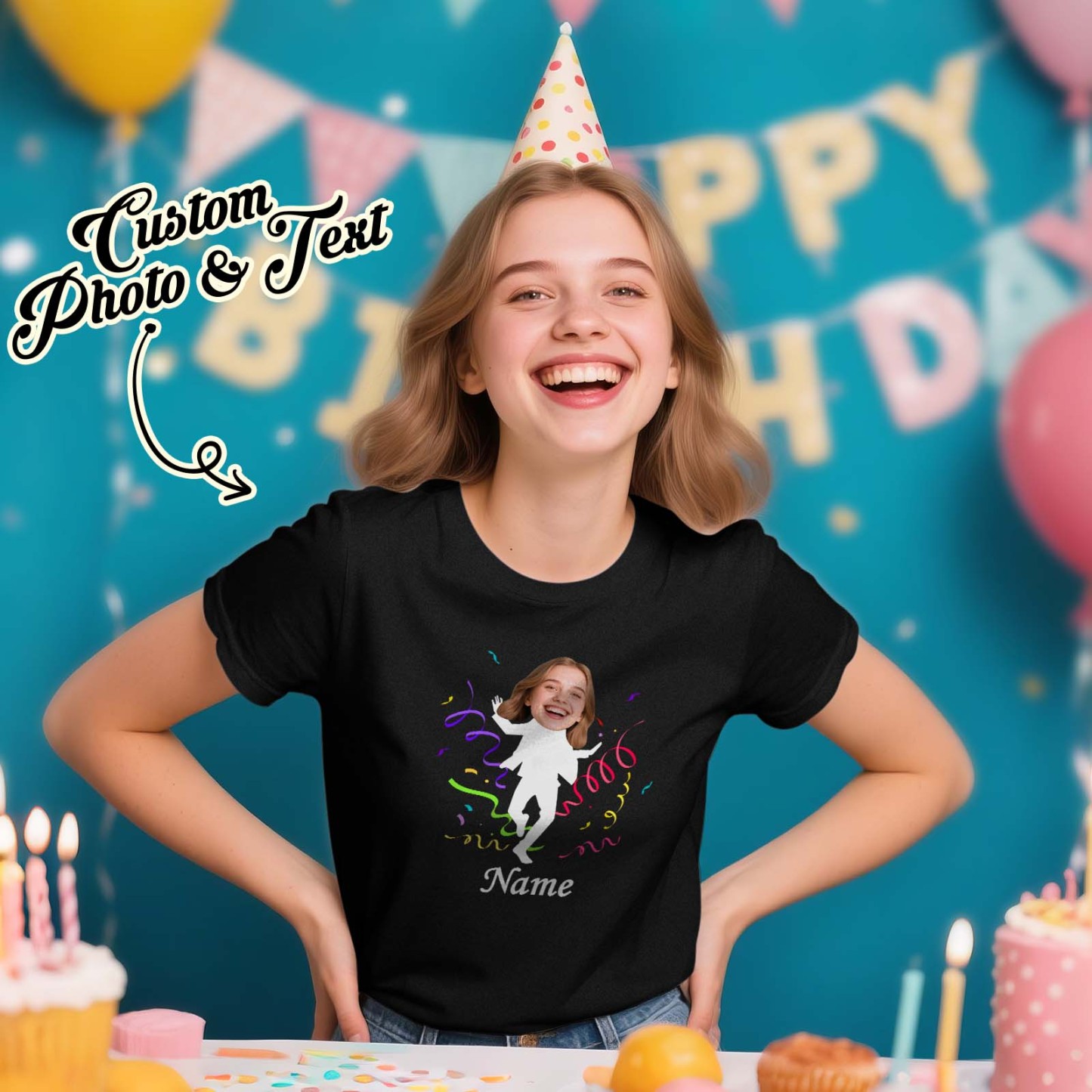 Custom Face Stick Figures Pink Birthday Shirt Photo Shirt Birthday Party Group Shirt Funny Shirt Gift - MyFaceSocksAU