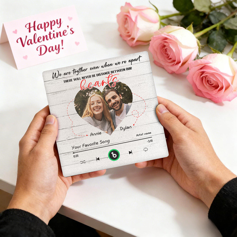 Custom We Are Together Even When We're Apart Fridge Magnet Music Can Be Played Without Cell Phone Music Personalized Name and Photo Bluetooth Fridge Magnet - MyFaceSocksAU