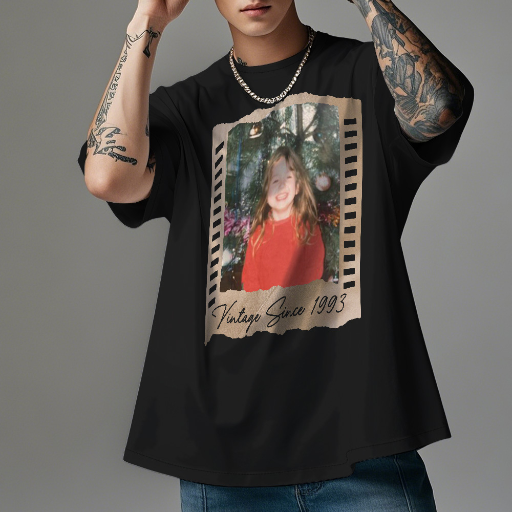 Personalized Photo Vintage T-Shirt Film Retro Style T Shirt Personalized Photo T Shirt Vintage Gift Idea - MyFaceSocksAU