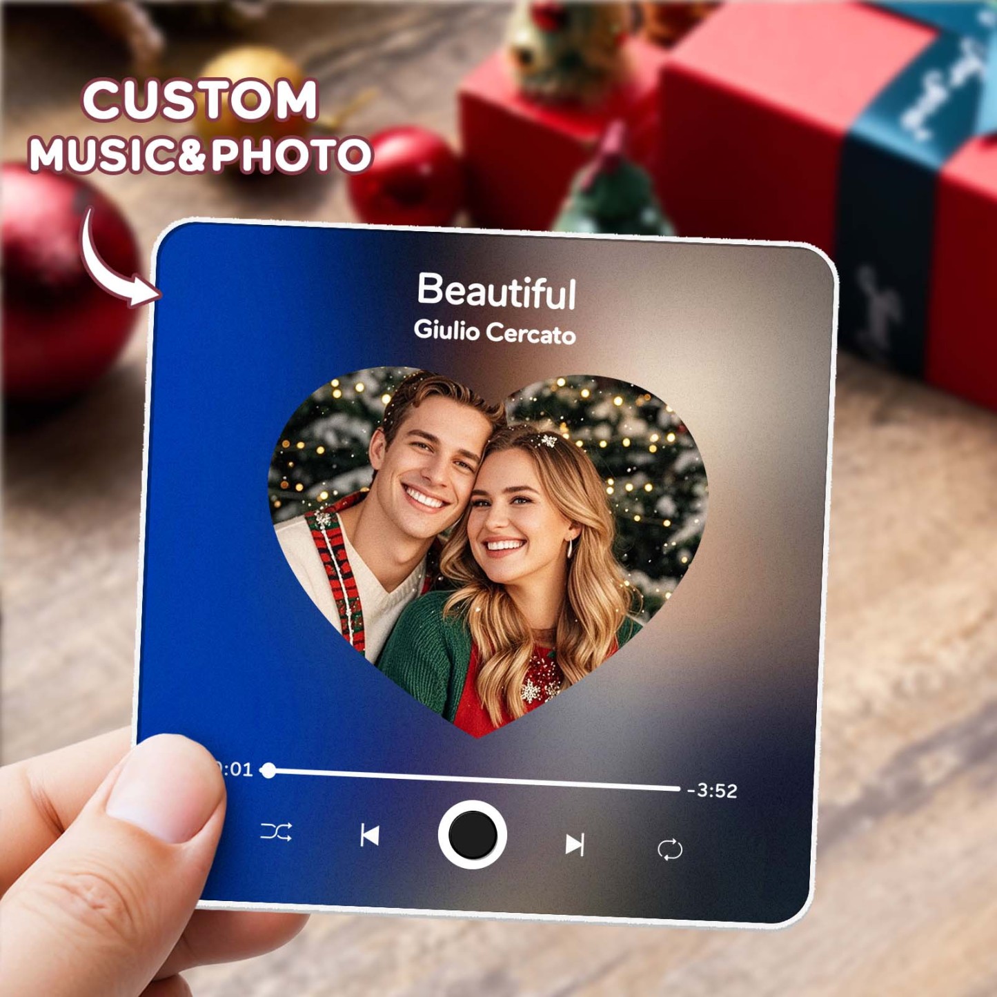 Custom Photo Album Music Fridge Magnet Heart Photo Custom Phone Music Fridge Magnet Pro-MyFaceSocksAu
